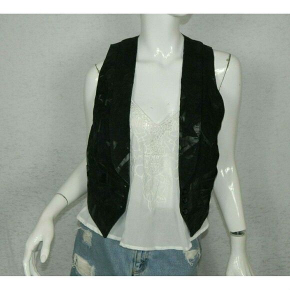 Remy Coats Black Steampunk Boho Pockets Vest Sz 4 - Picture 1 of 8